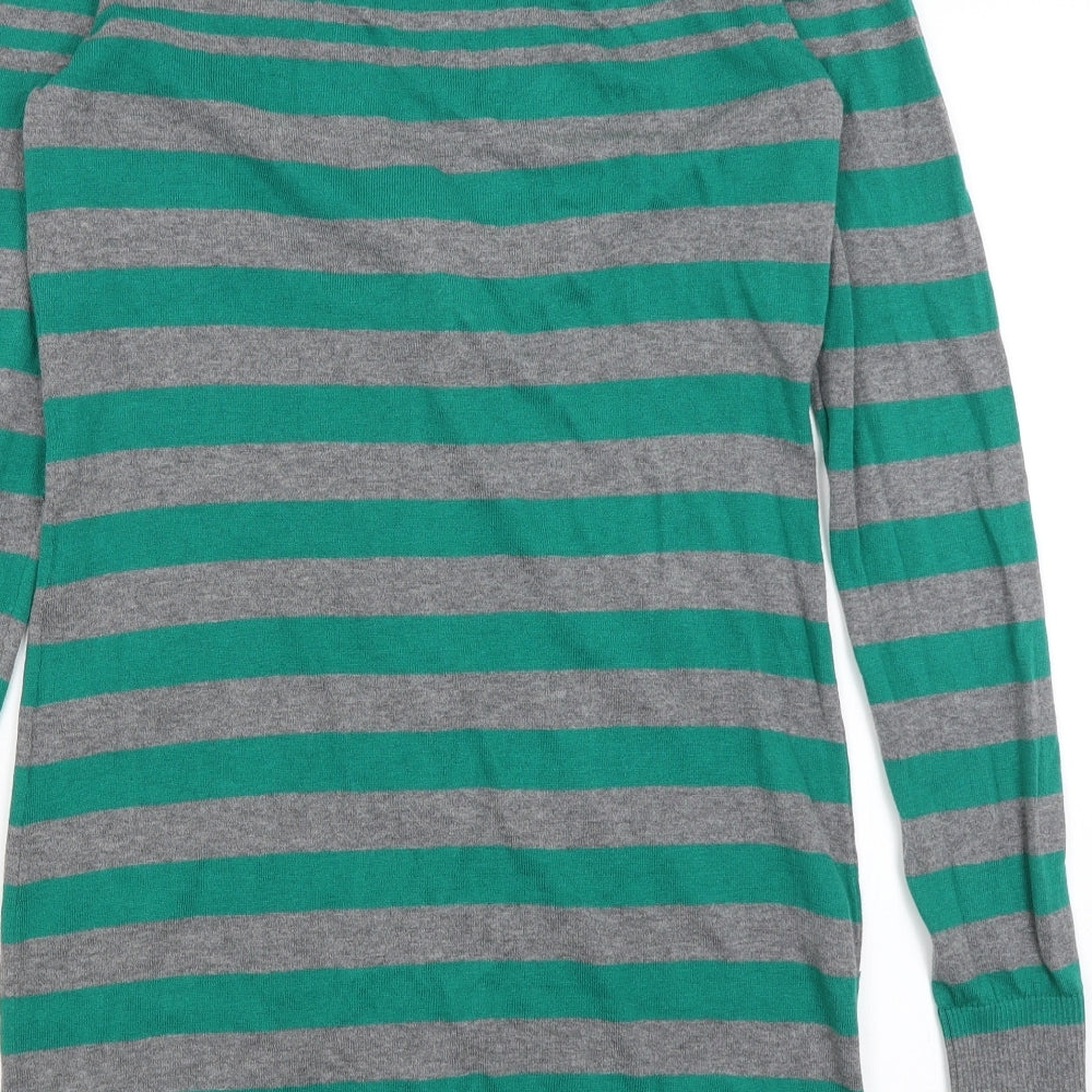 NEXT Womens Green Striped Cardigan Jumper Size 8