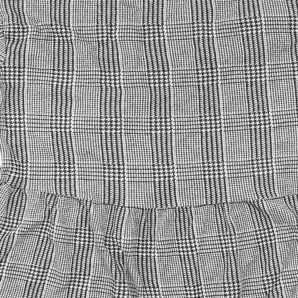 Zara Trafaluc Womens Grey Check Basic Blouse Size S