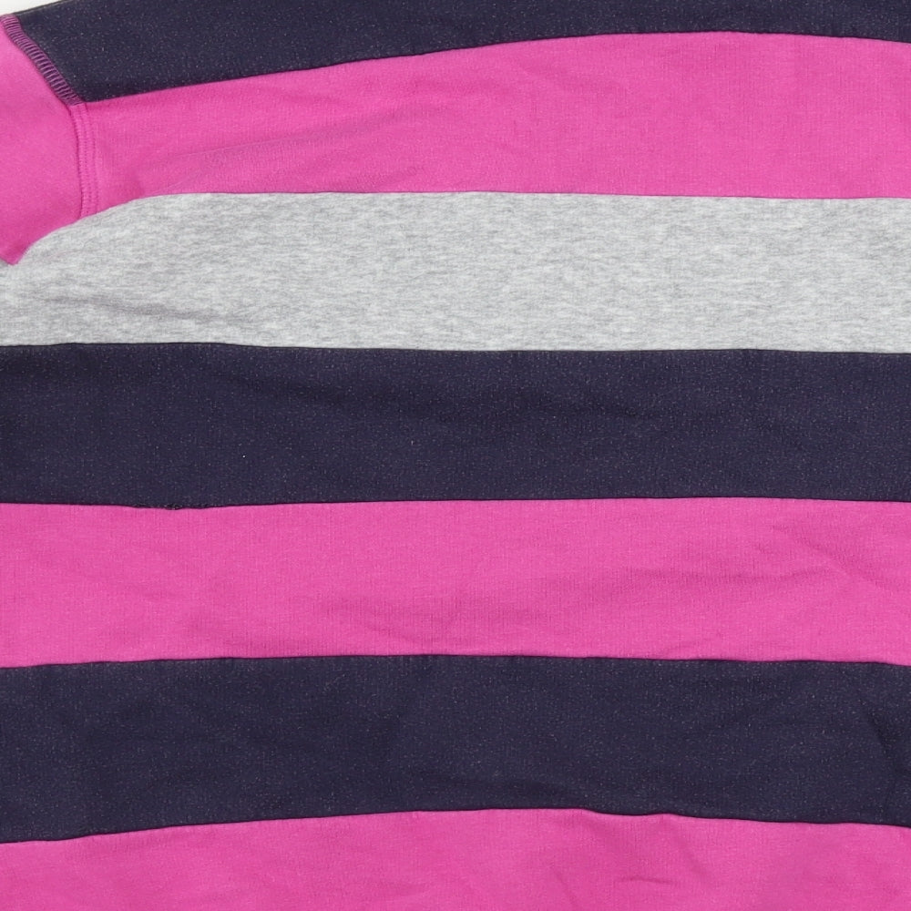 Cotton Traders Womens Pink Striped Henley Jumper Size 6