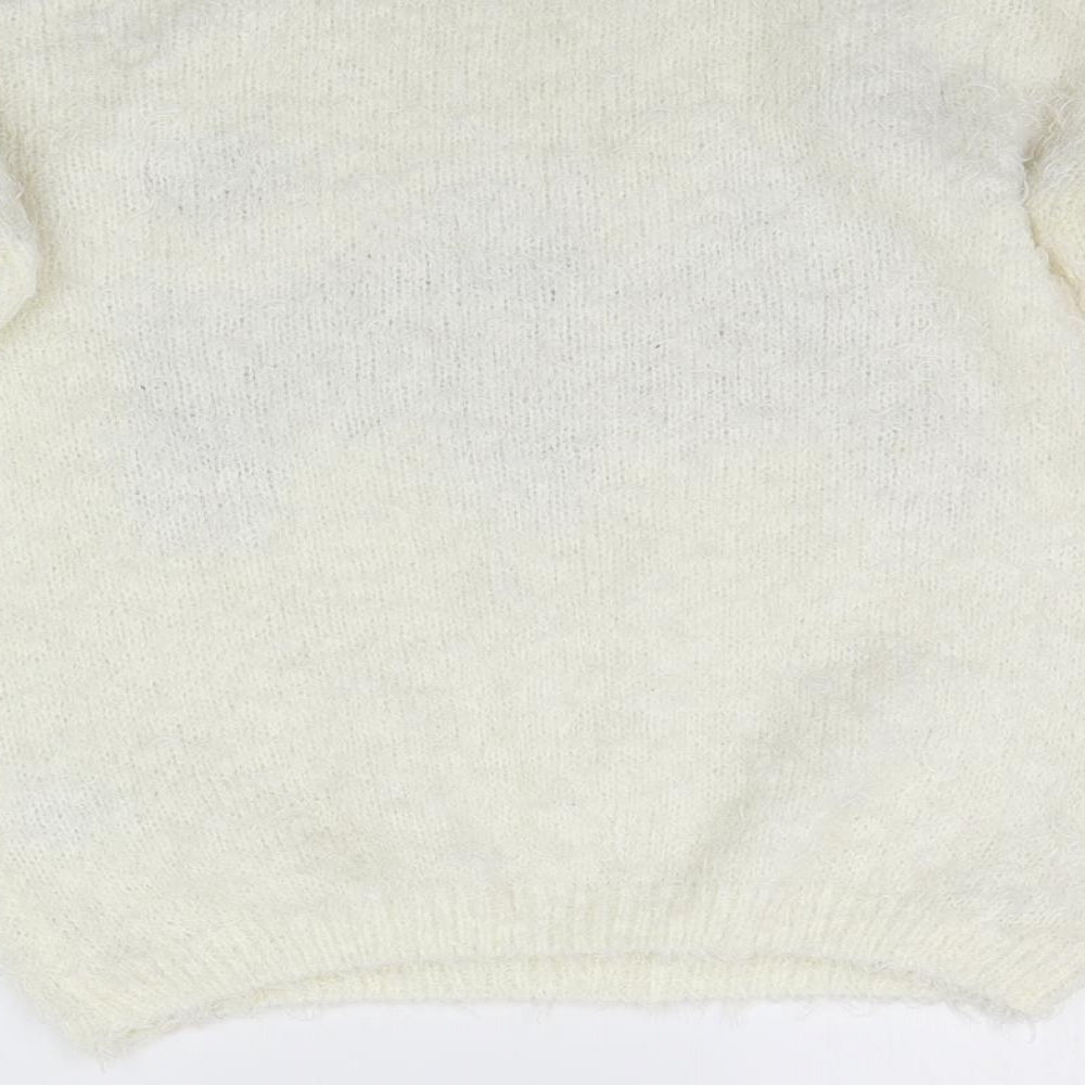 Papaya Womens White Pullover Jumper Size M