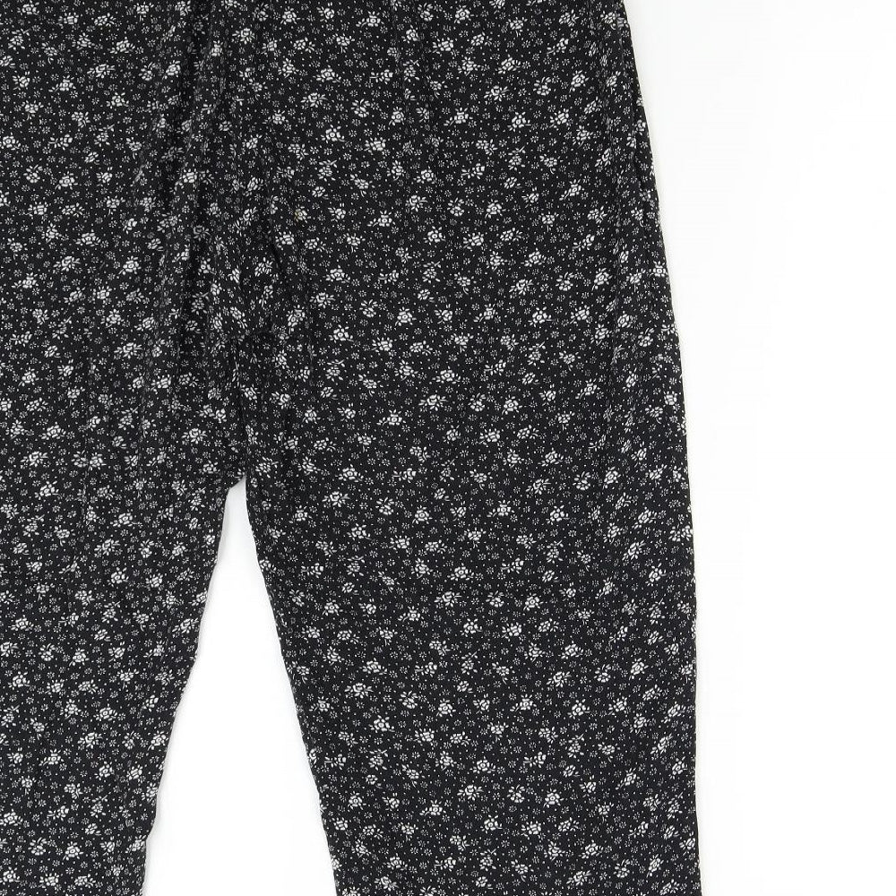Emma Collection Womens Black Floral Trousers Size XL L23 in