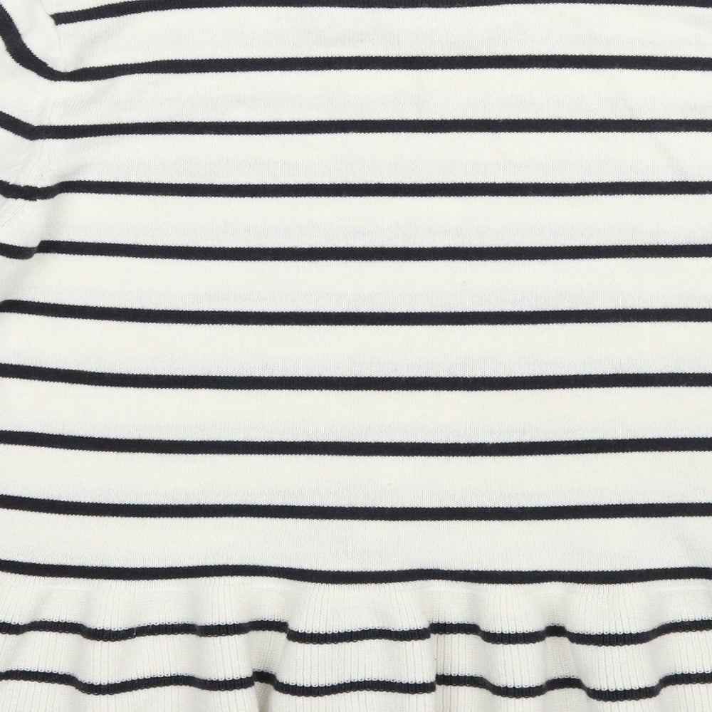 Per Una Womens White Striped Pullover Jumper Size 14