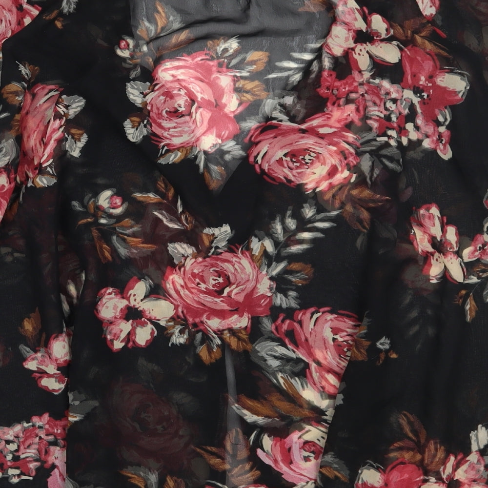 Wallis Womens Black Floral Basic Button-Up Size S