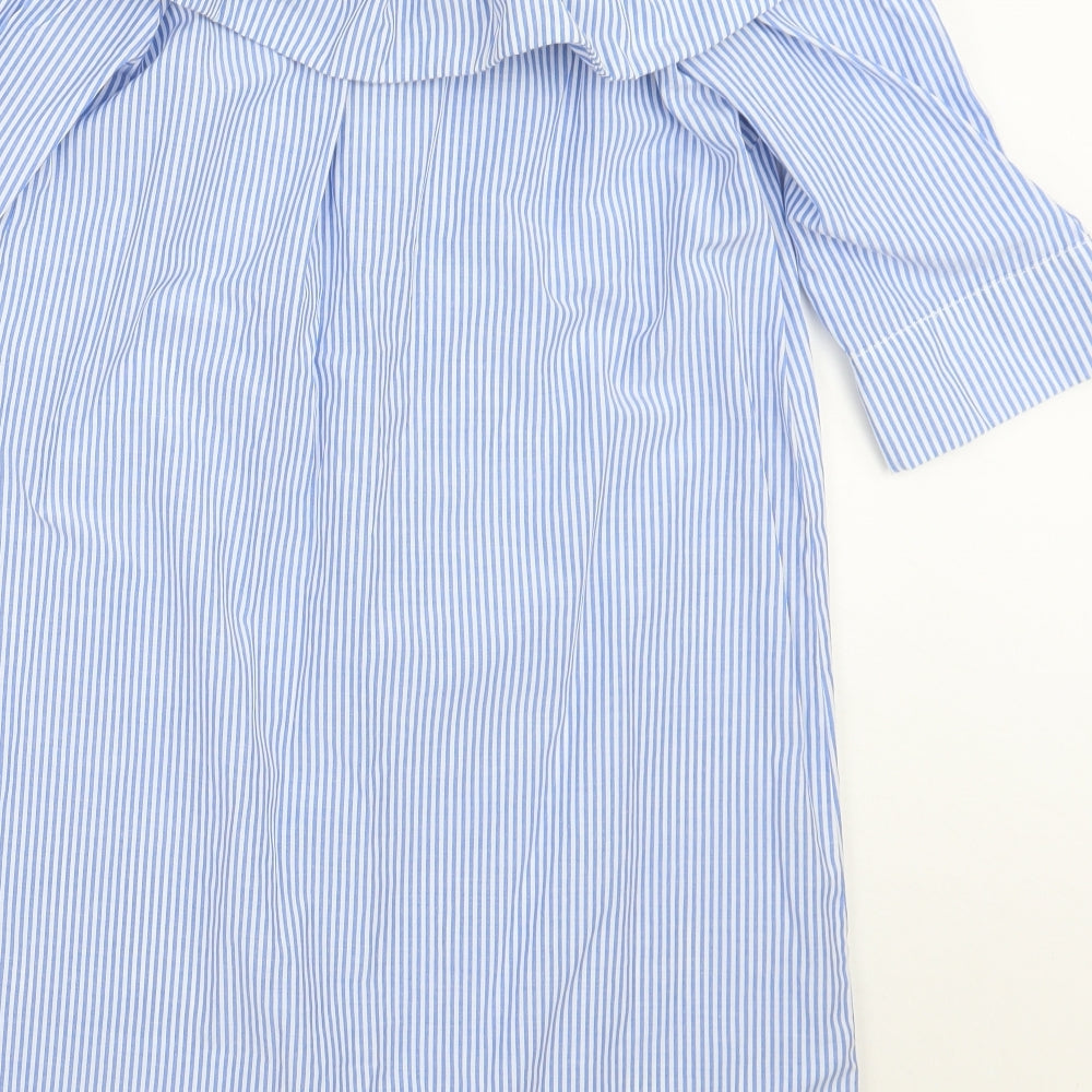Primark Womens Blue Striped Basic Button-Up Size 10