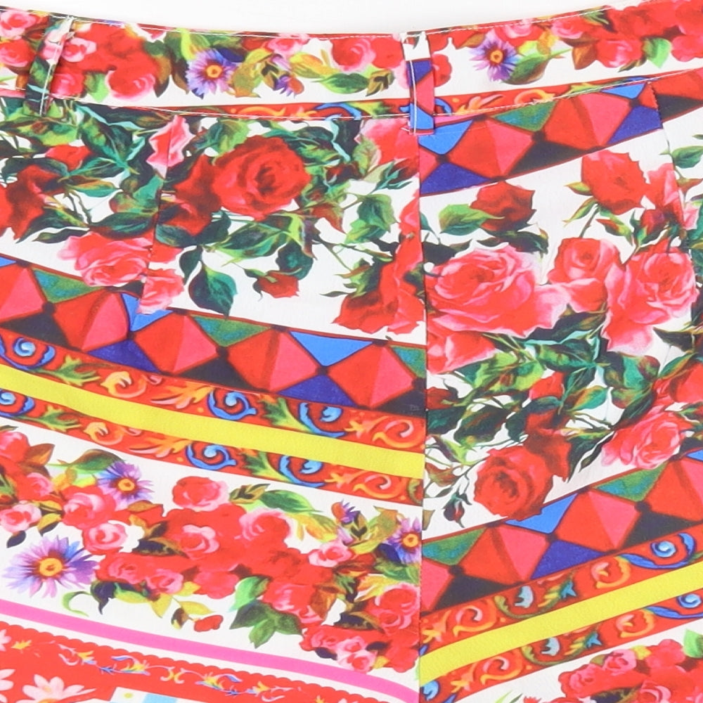 PRETTYLITTLETHING Womens Multicoloured Floral Hot Pants Shorts Size 8