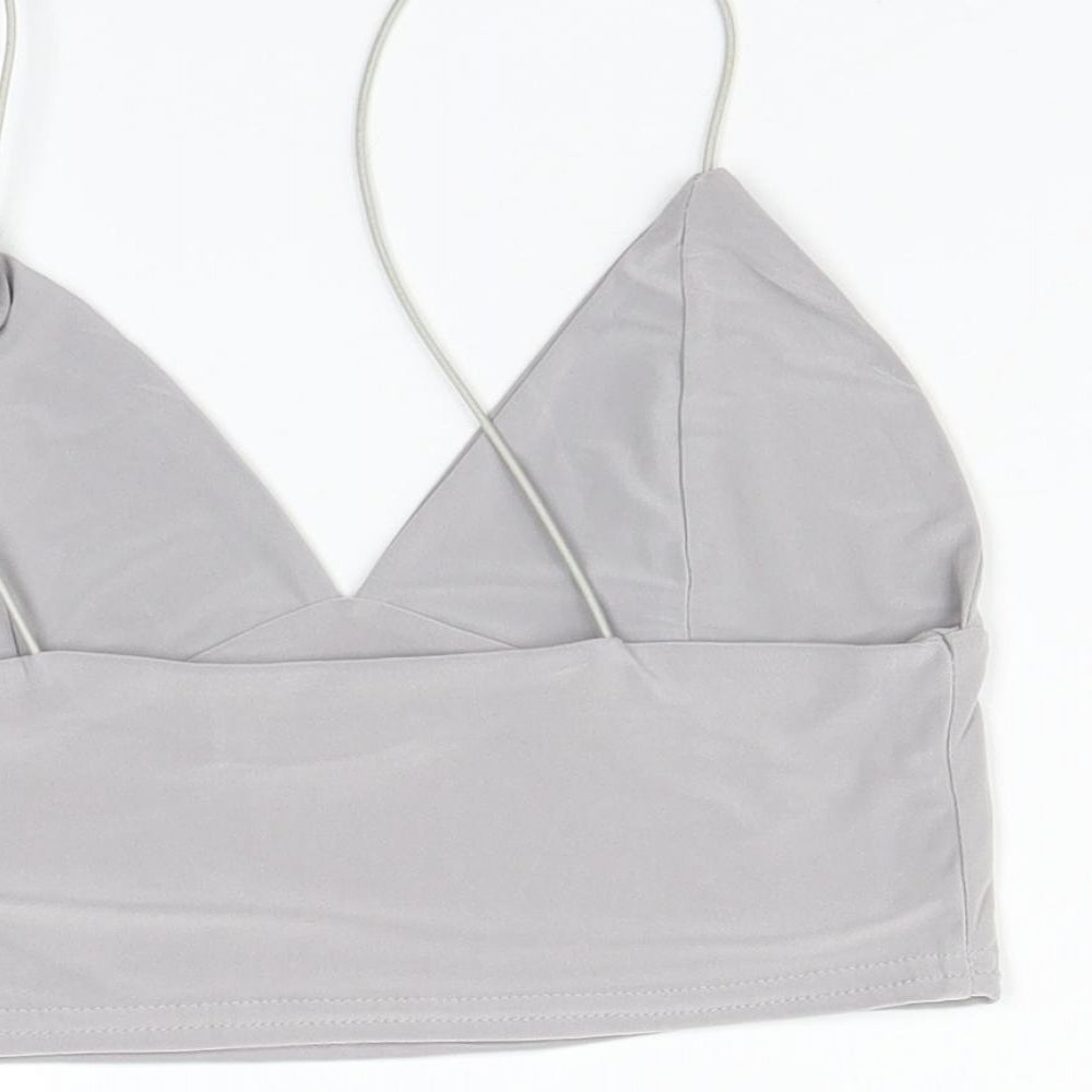 PRETTYLITTLETHING Womens Grey Basic T-Shirt Size 8