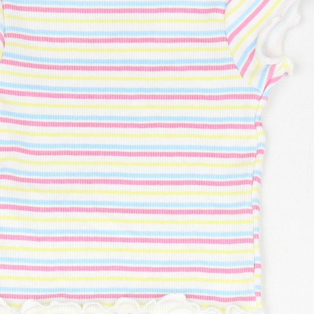 Primark Girls Multicoloured Striped Basic T-Shirt Size 0-3 Months