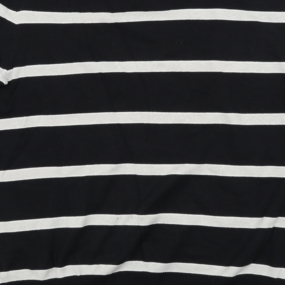 PHILLIP RUSSEL Mens Black Striped Pullover Jumper Size 2XL