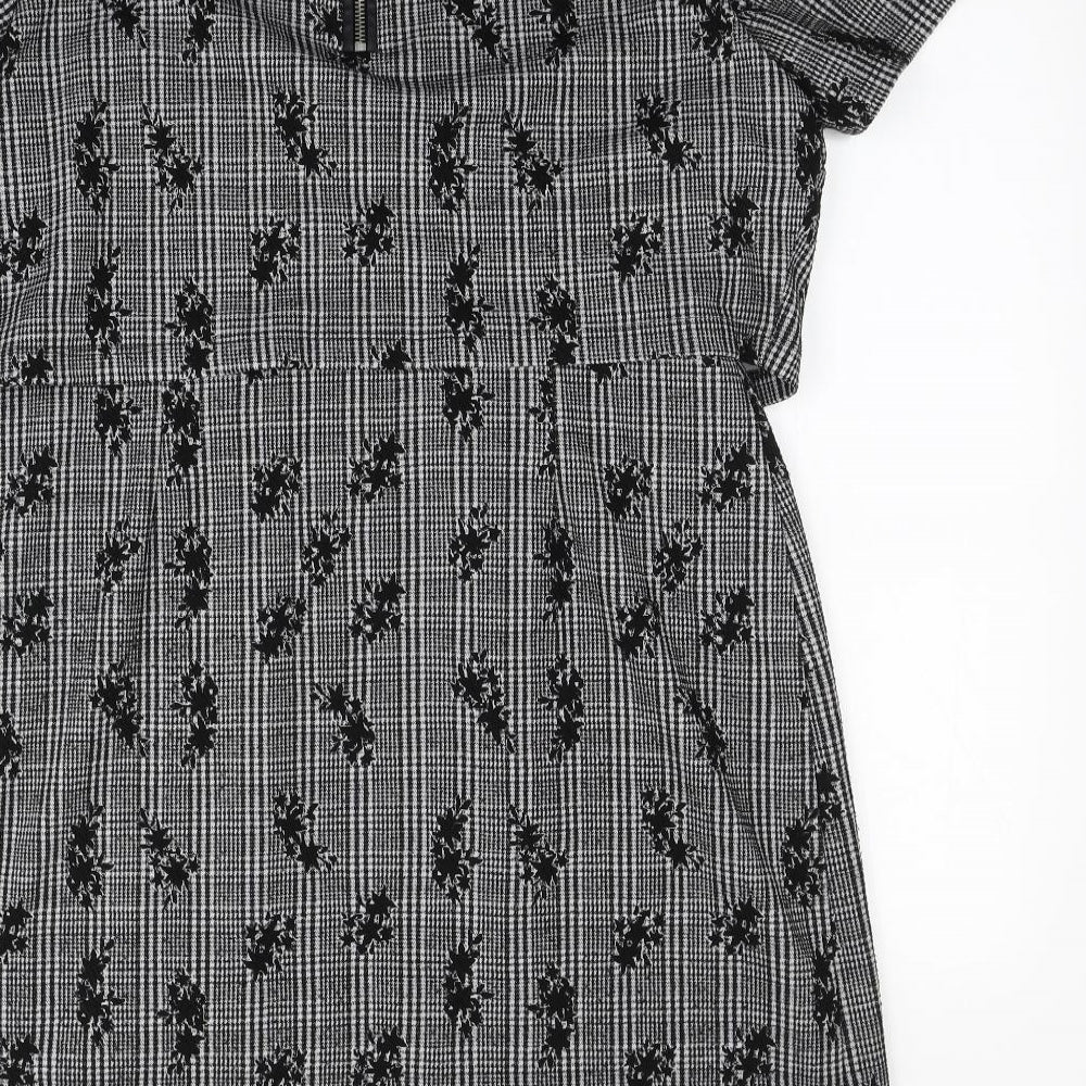 Oasis Womens Grey Floral Bodycon Size L