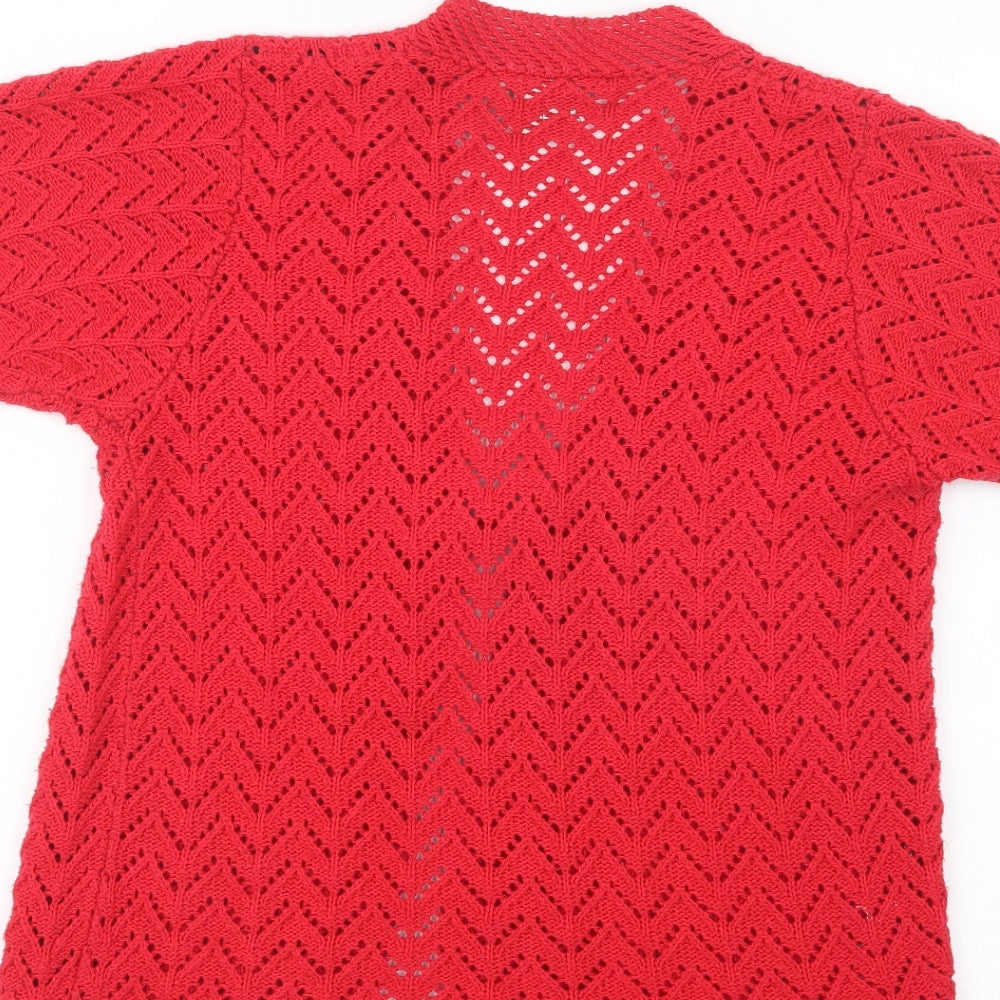 Destiny Womens Red Knit Cardigan Jumper Size S