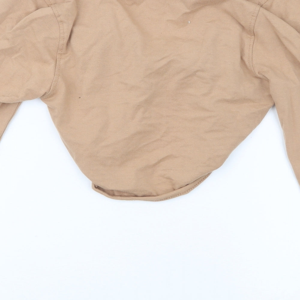 PRETTYLITTLETHING Womens Beige Cropped T-Shirt Size 8