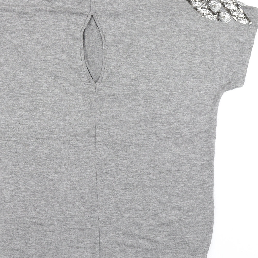 Warehouse Womens Grey Basic T-Shirt Size 6