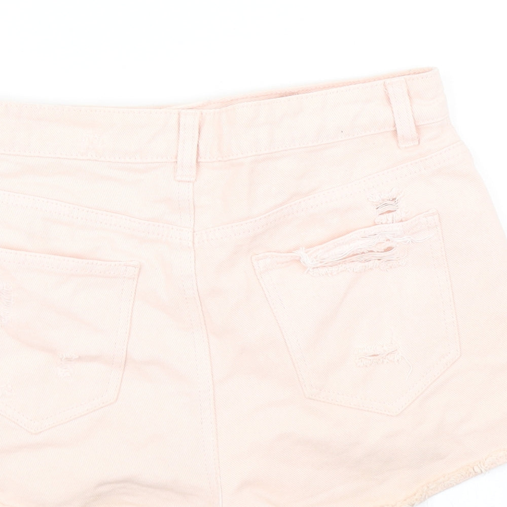 Denim Co Womens Pink Denim Hot Pants Shorts Size 8 - Distressed