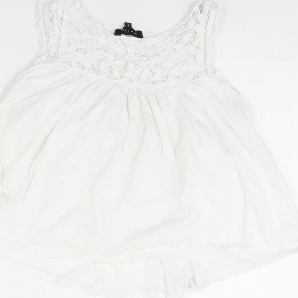 New Look Womens White Basic Tank Size 8