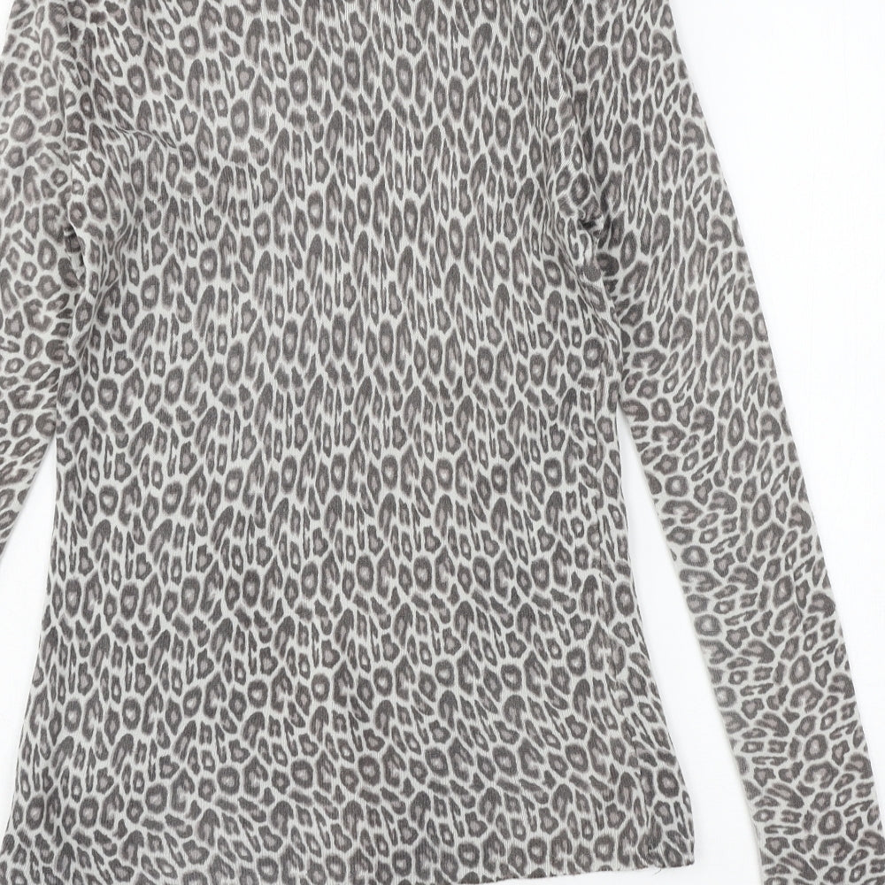 Atmosphere Womens Green Animal Print Knit Pullover Jumper Size 6