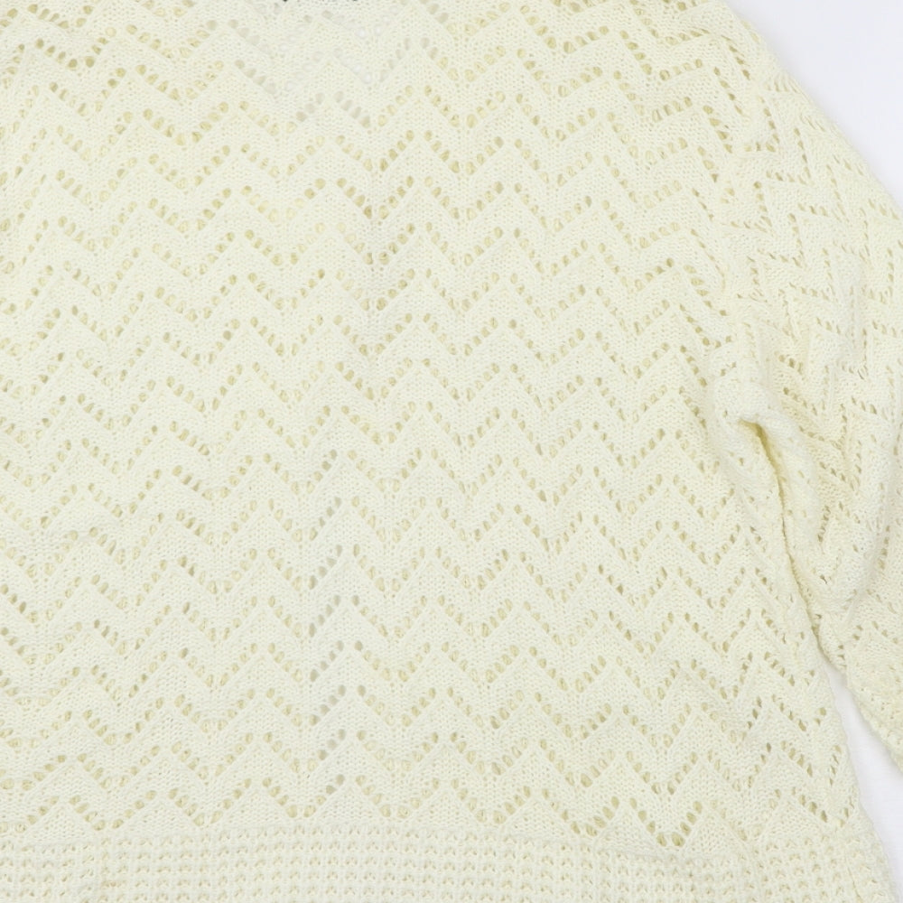 Glimpse Womens Ivory Knit Cardigan Jumper Size M