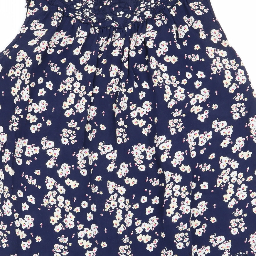 River Island Womens Blue Floral Basic Blouse Size 8