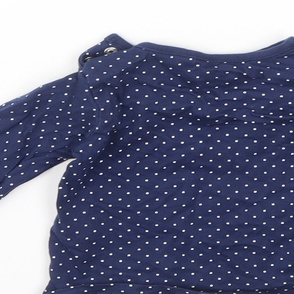 Debenhams Girls Blue Spotted Basic T-Shirt Size 3-6 Months