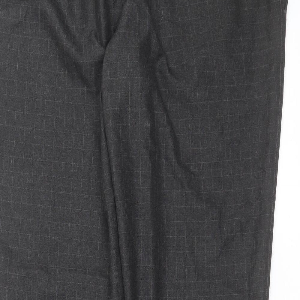 F&F Mens Grey Check Trousers Size 38 in L28 in