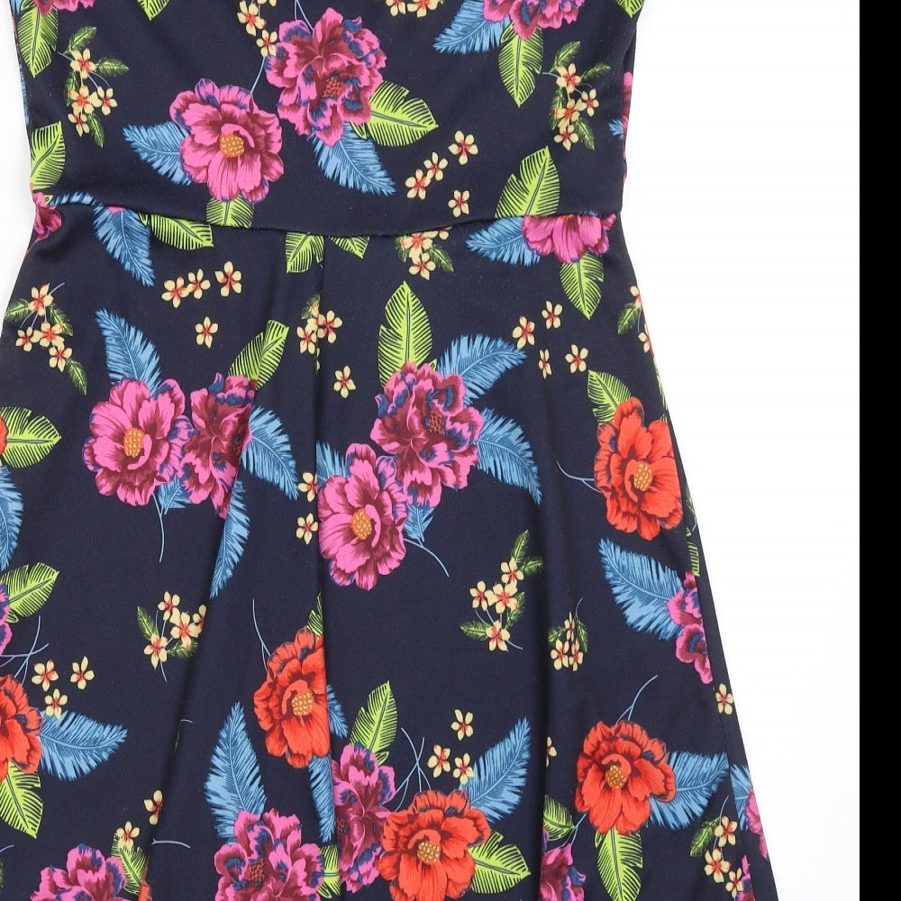 New Look Womens Blue Floral Fit & Flare Size 14
