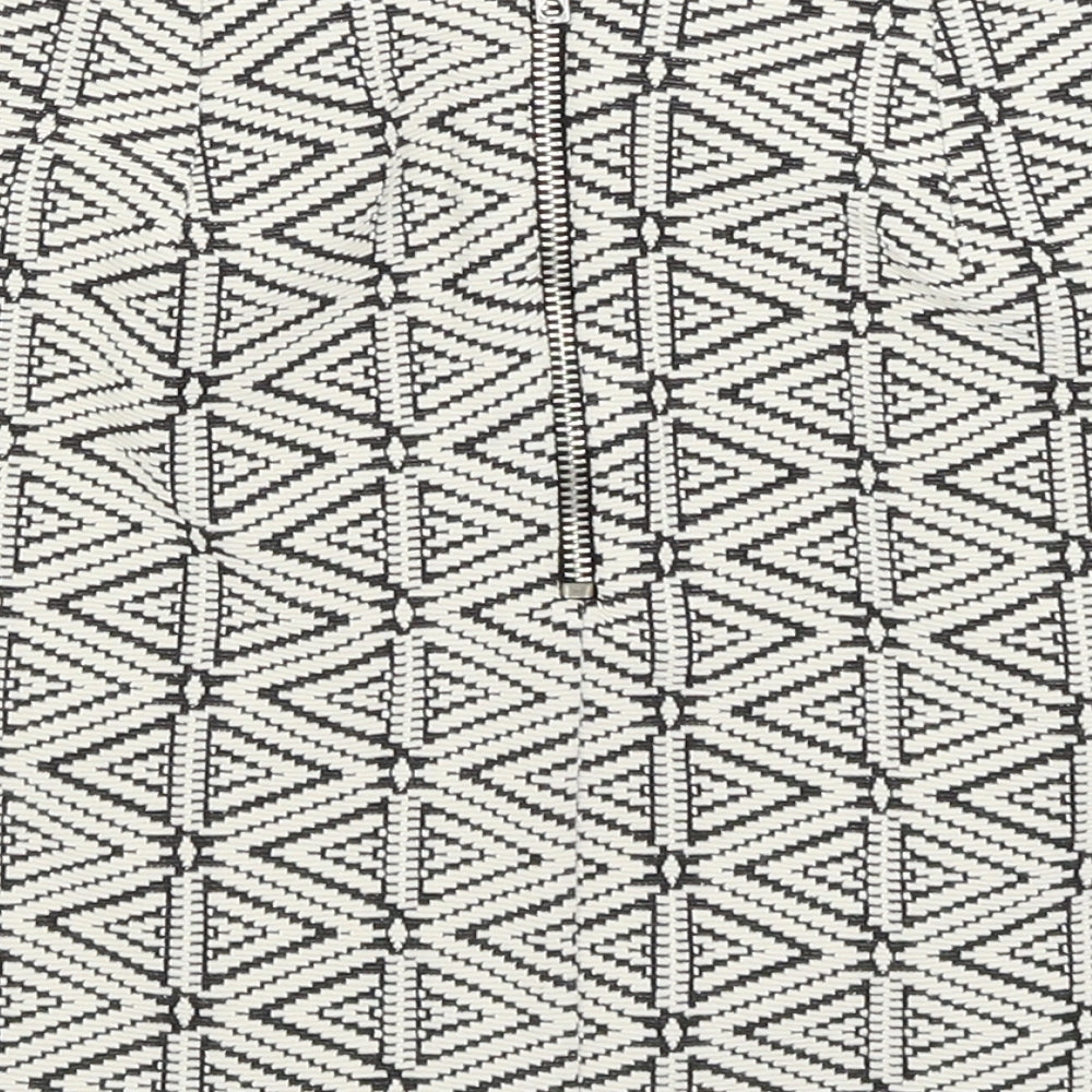 Topshop Womens White Geometric A-Line Skirt Size 8
