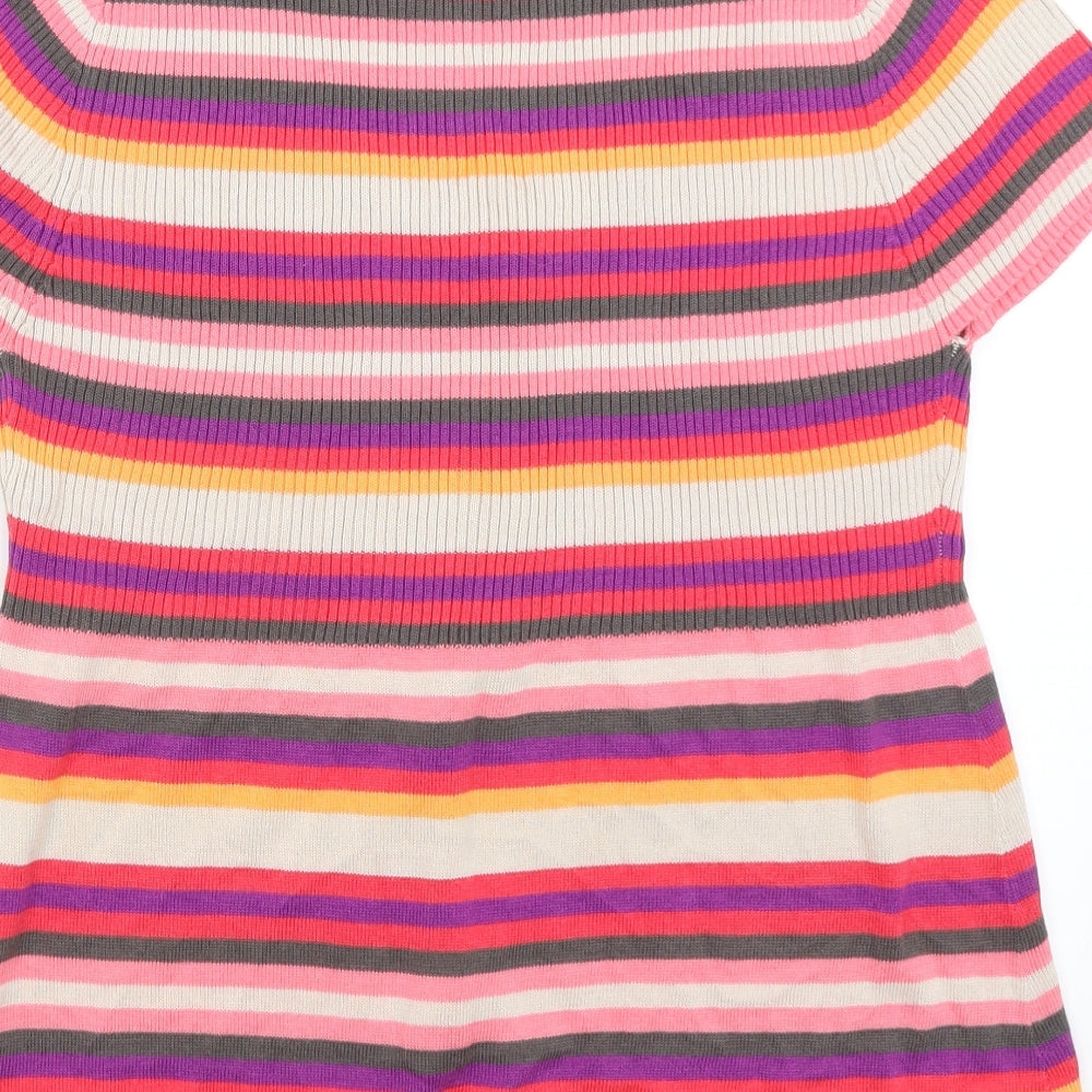 M&Co Womens Pink Striped Cardigan Jumper Size XL
