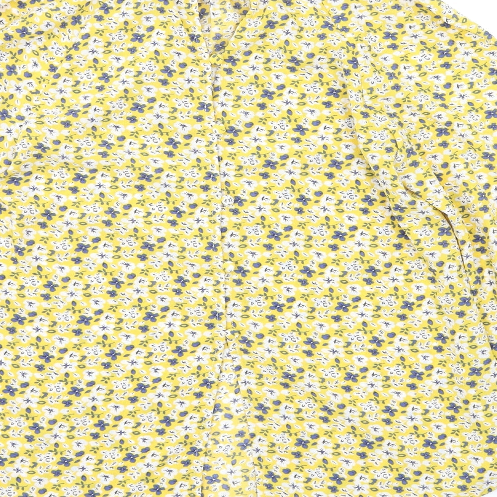 Glamorous Womens Yellow Floral Basic Blouse Size 4