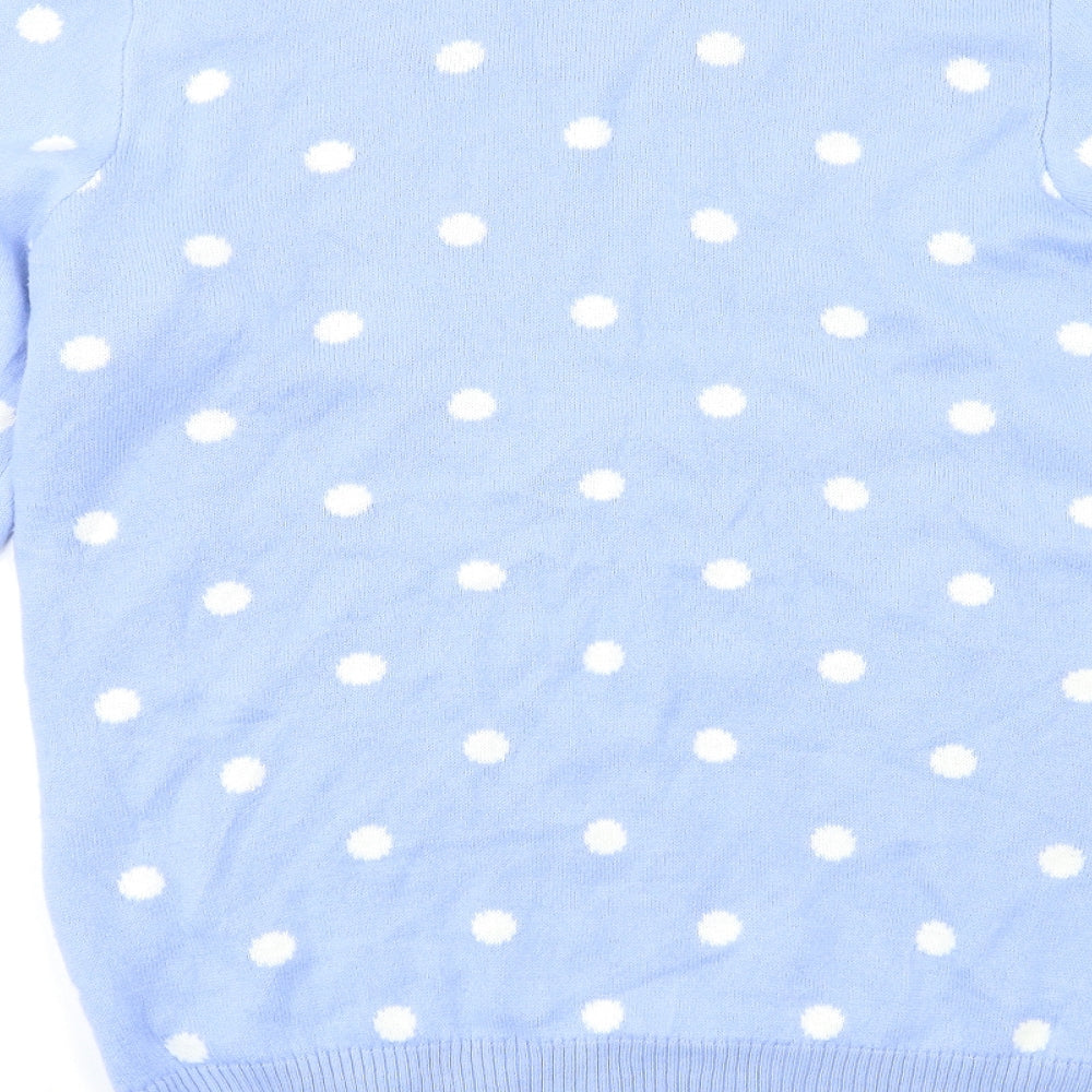 ESMARA Womens Blue Polka Dot Pullover Jumper Size M