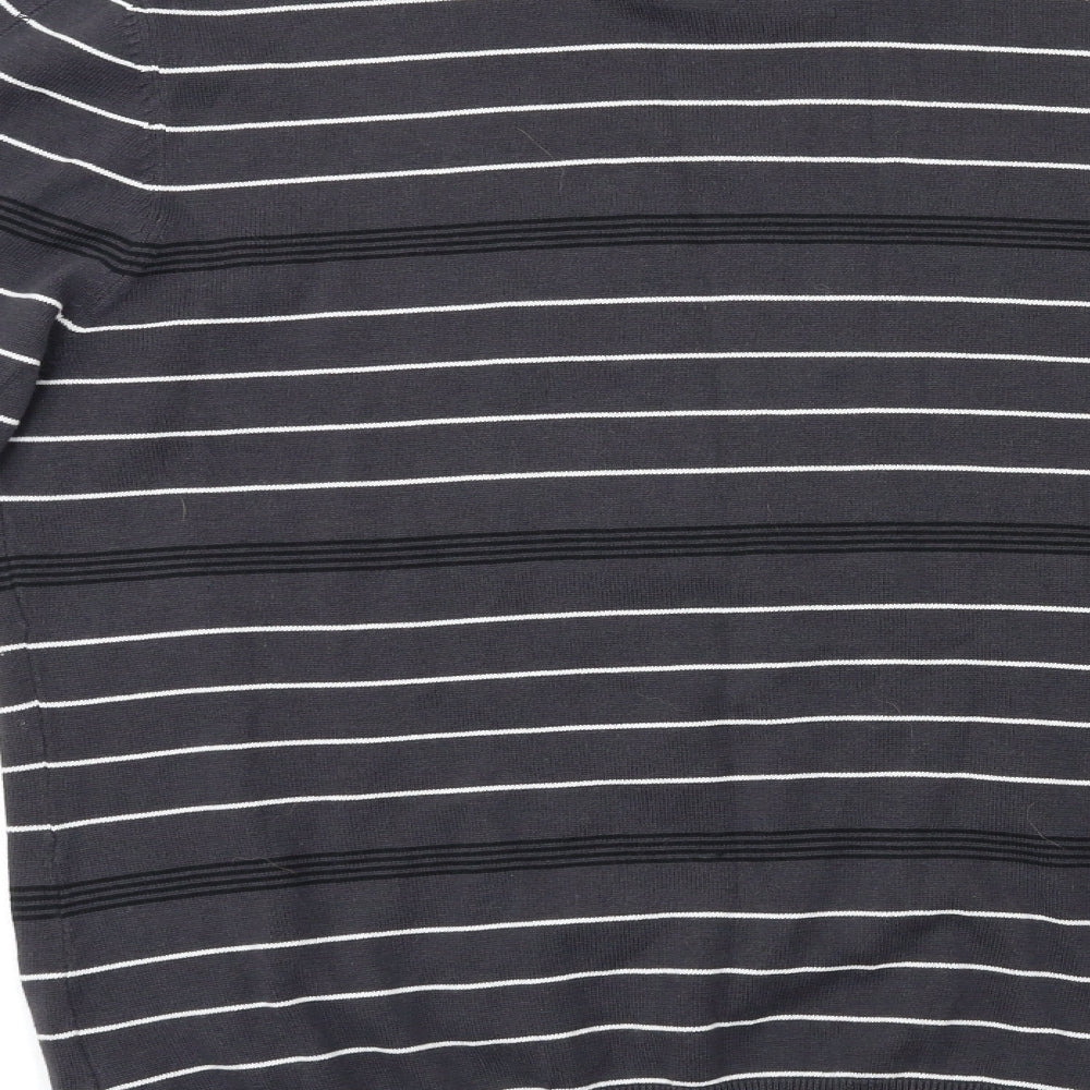 premium label Mens Grey Striped Pullover Jumper Size L