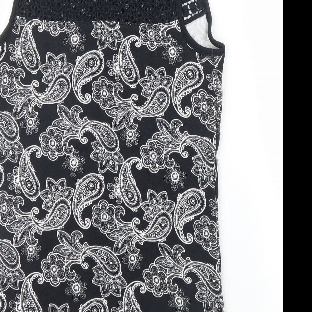 TU Womens Black Paisley Basic Blouse Size 10