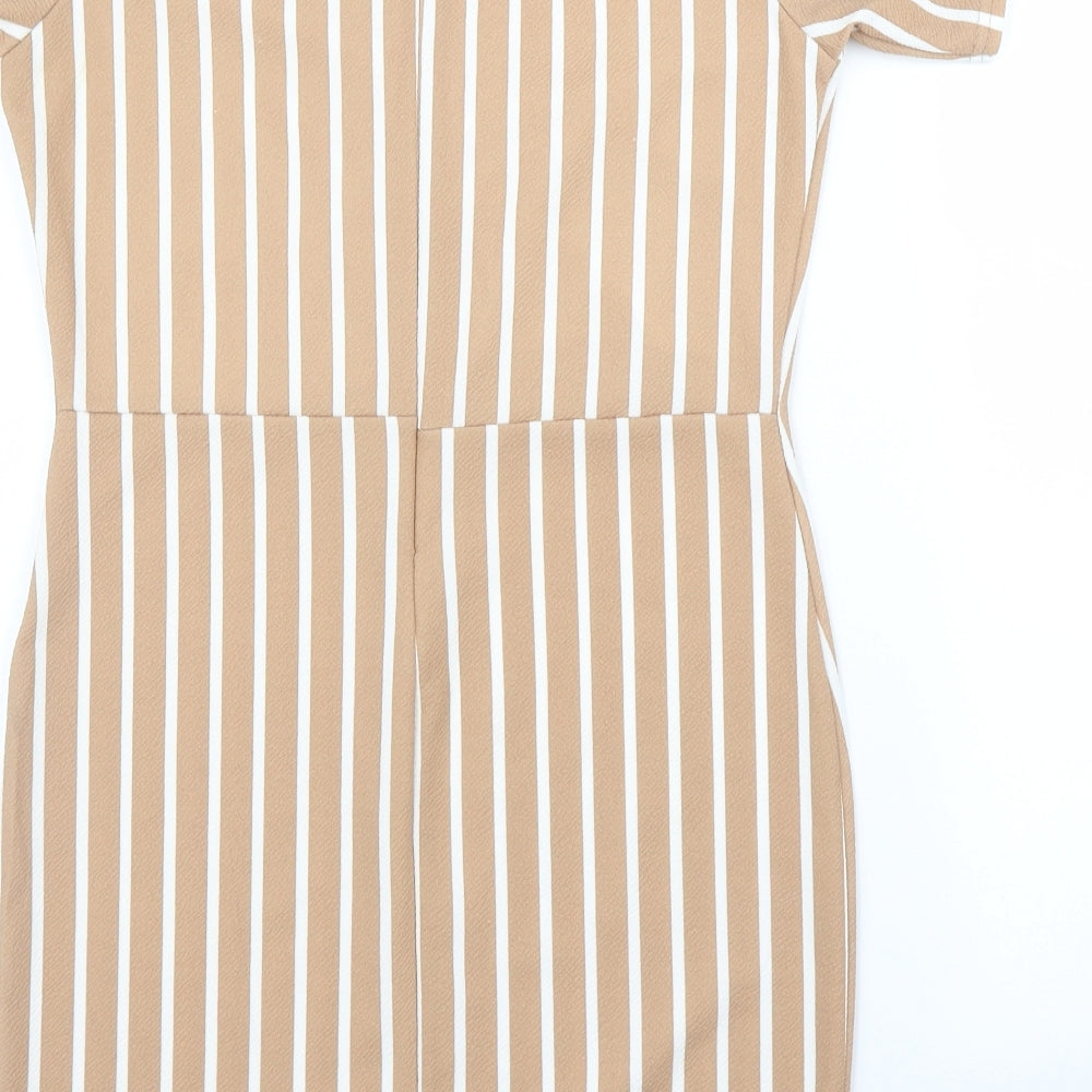 Missguided Womens Beige Striped Sheath Size 10
