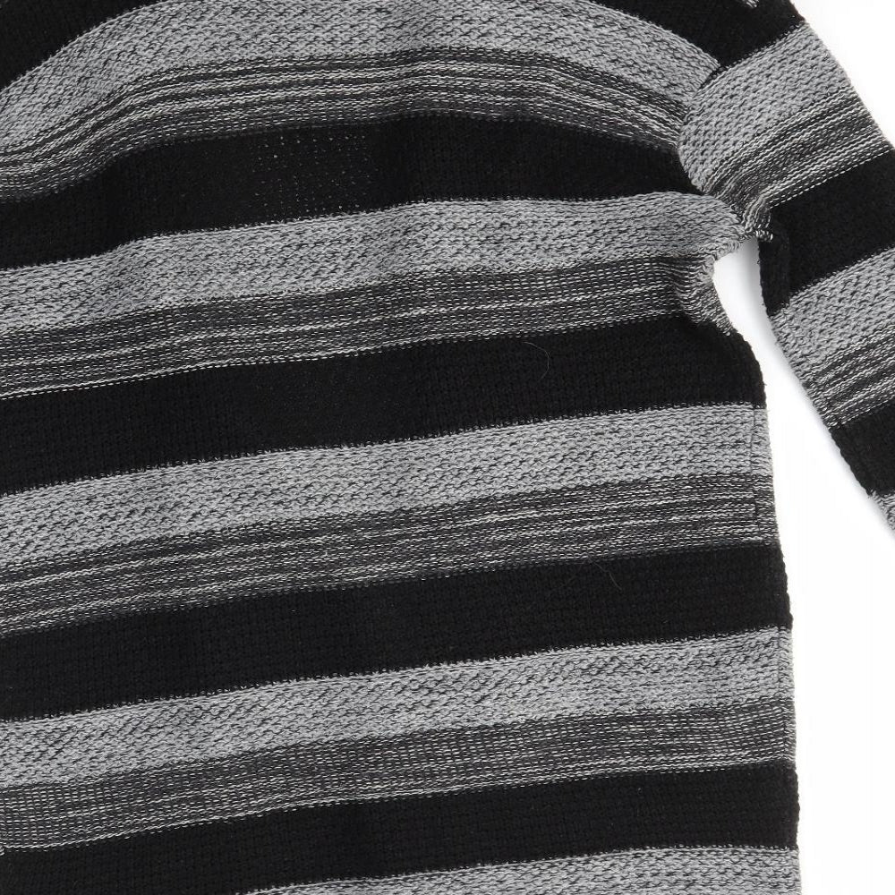 Whisper Womens Grey Striped Cardigan Jumper Size S