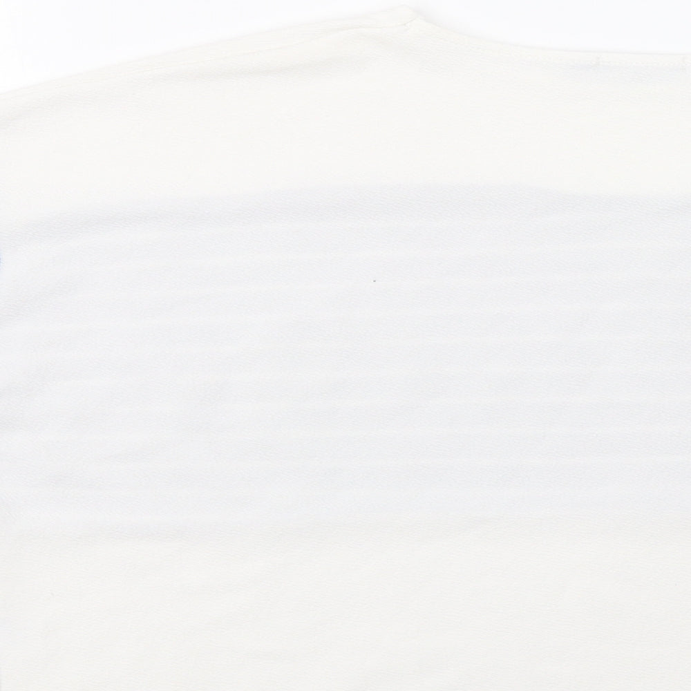 Boohoo Womens White Striped Basic Blouse Size 12