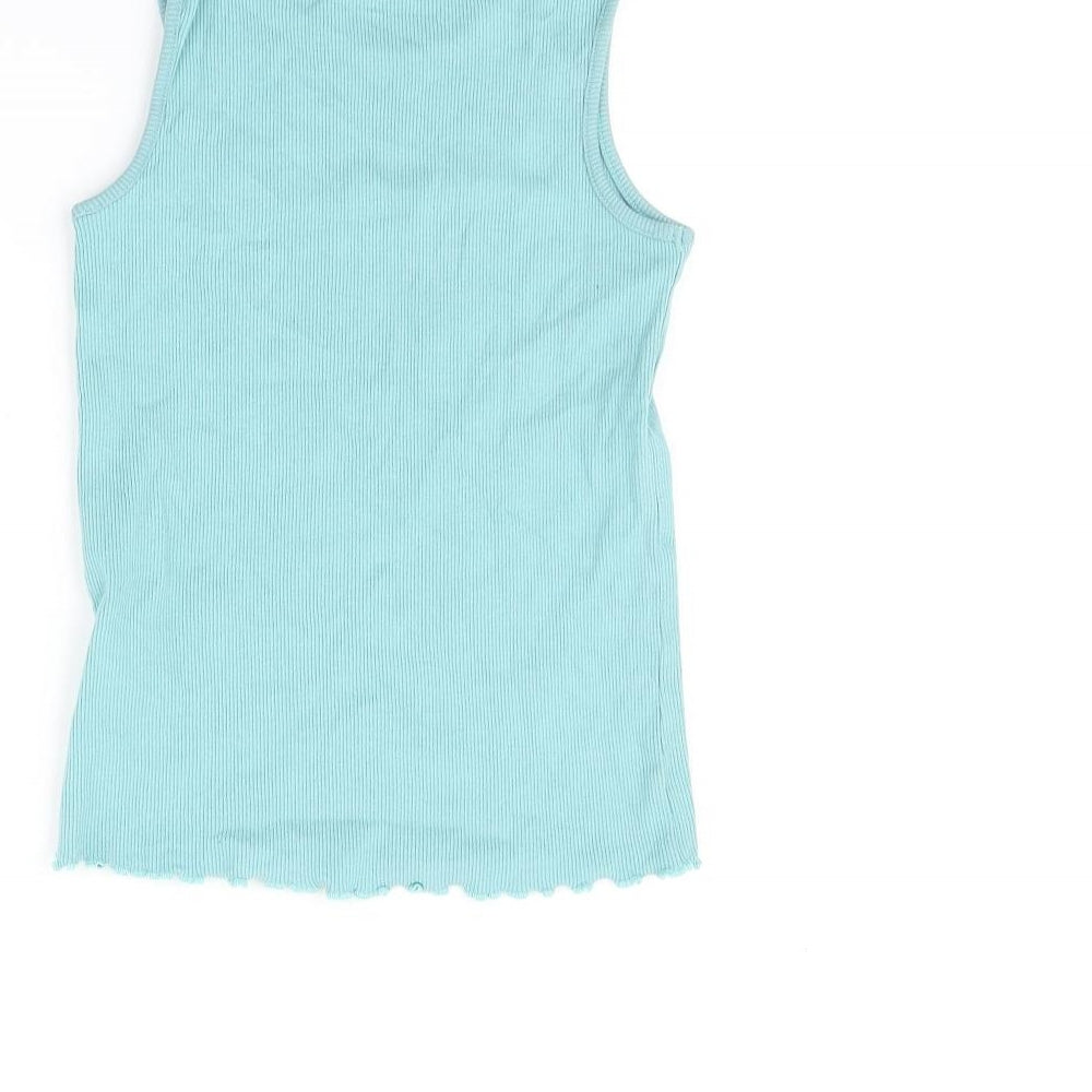 Marks and Spencer Girls Blue Basic T-Shirt Size 8-9 Years