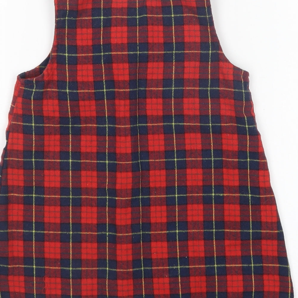 PatPat Girls Multicoloured Plaid Pinafore/Dungaree Dress Size 12-18 Months
