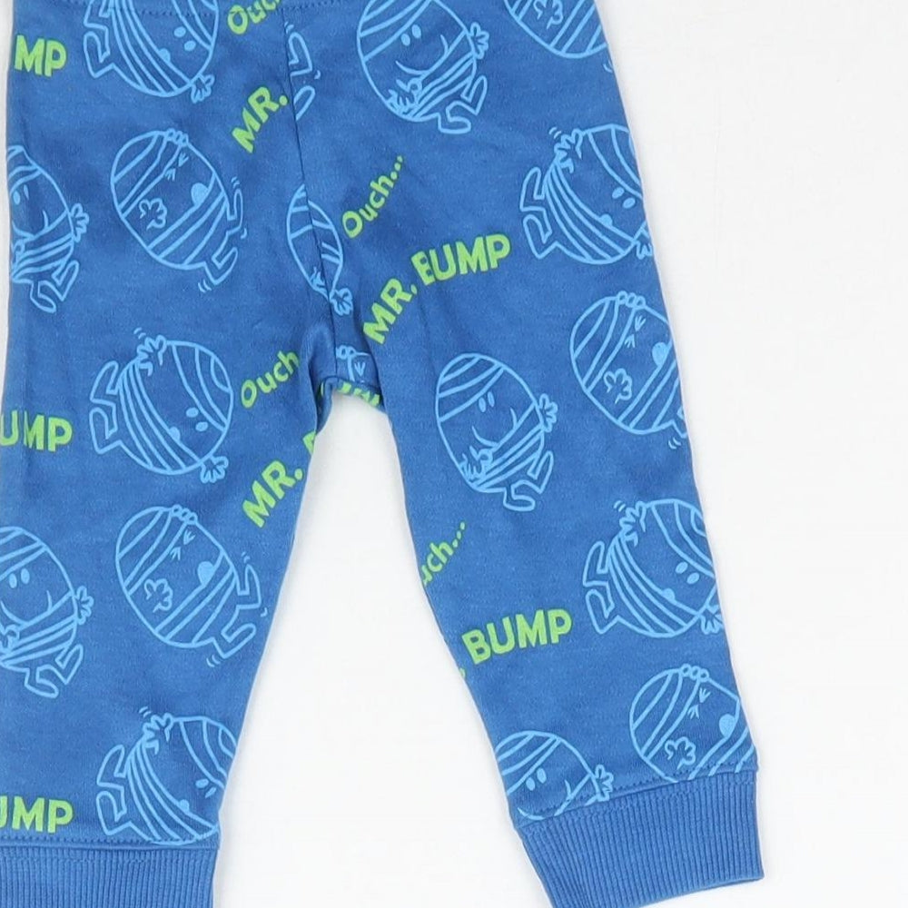 F&F Baby Blue Jogger Trousers Size 0-3 Months - Mr Men Leggings