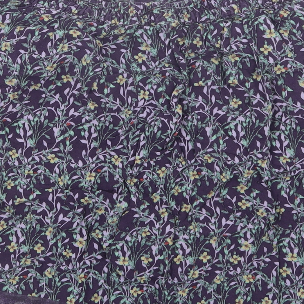 Marks & Spencer Womens Purple Floral A-Line Skirt Size 8