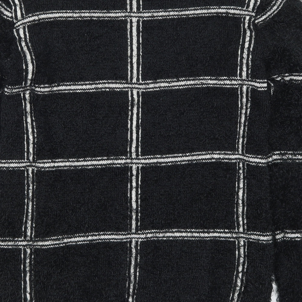 AKD A WEST Womens Black Check Knit Pullover Jumper Size 14