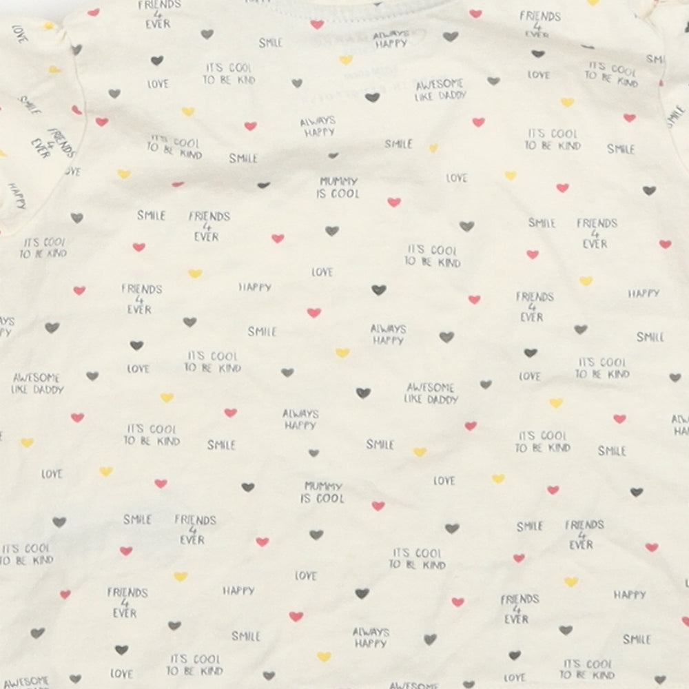 Primark Girls Ivory Polka Dot Basic T-Shirt Size 9-12 Months