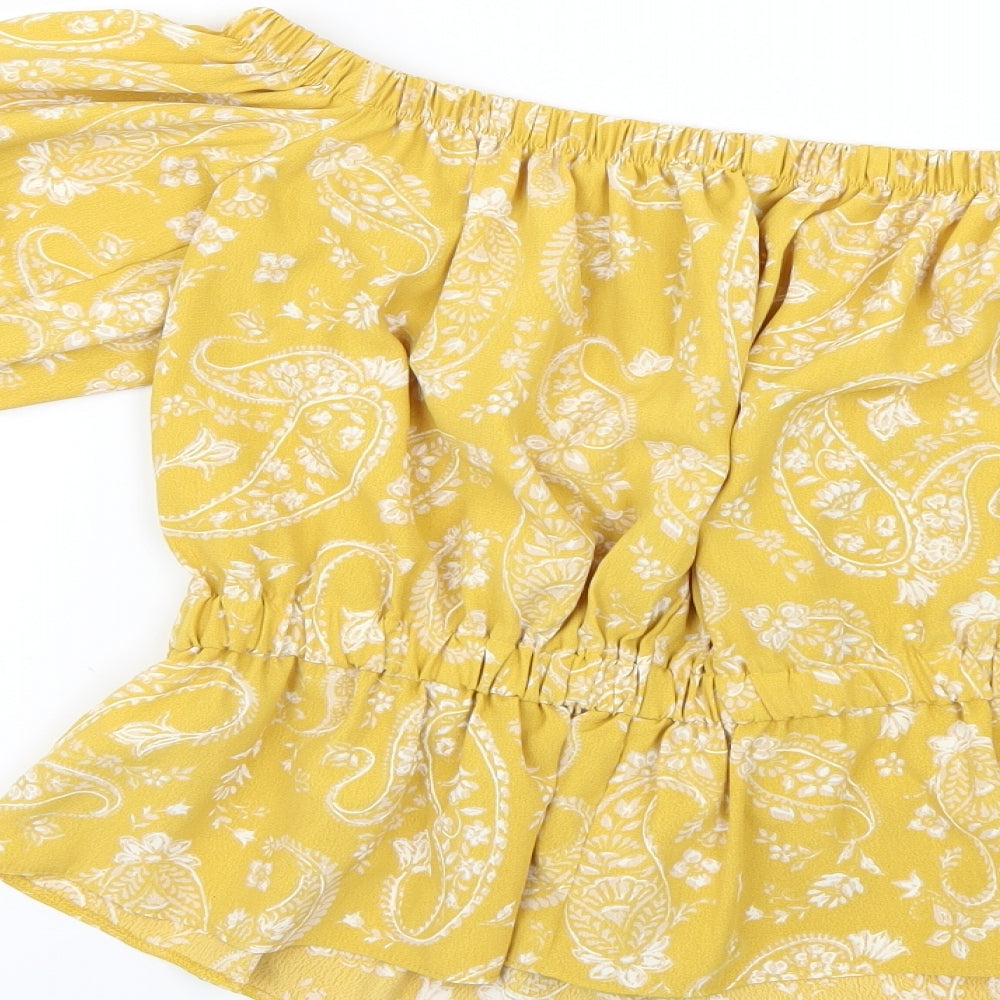 Primark Womens Yellow Geometric Basic Blouse Size 6