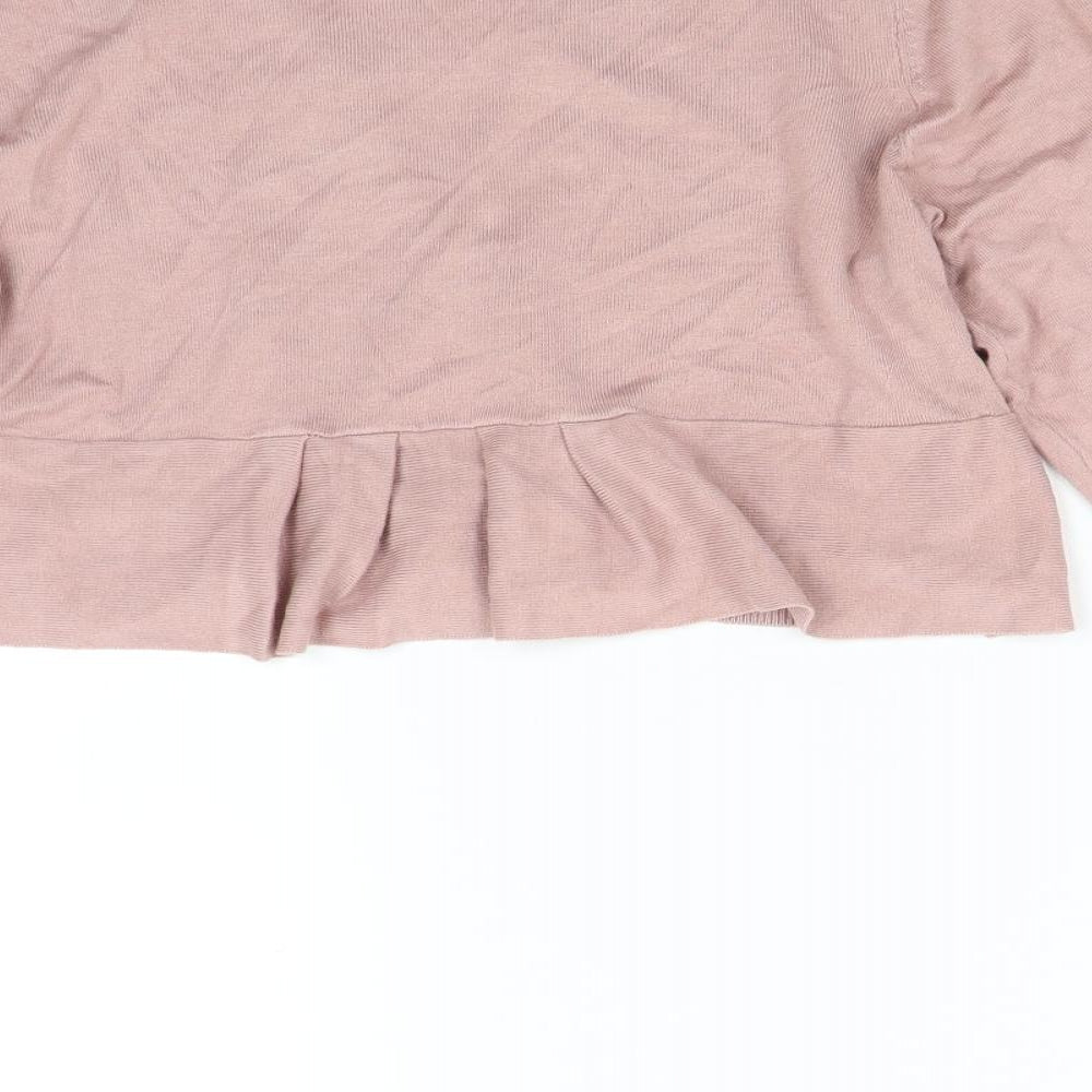 Bonmarché Womens Pink Knit Wrap Jumper Size M