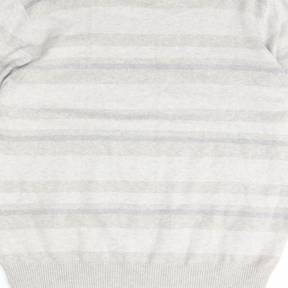 Marks & Spencer Mens Grey Striped Pullover Jumper Size L