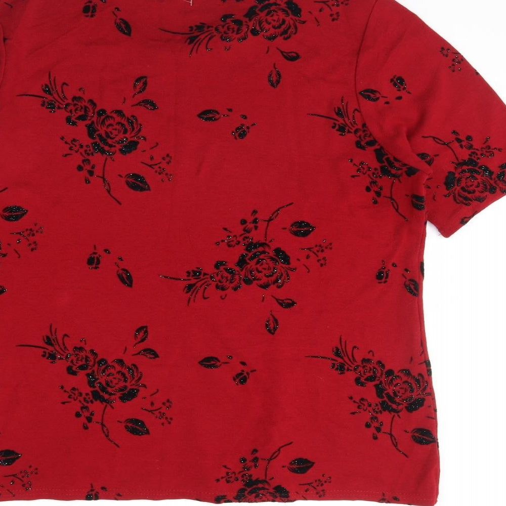 Bonmarché Womens Red Floral Basic Blouse Size M
