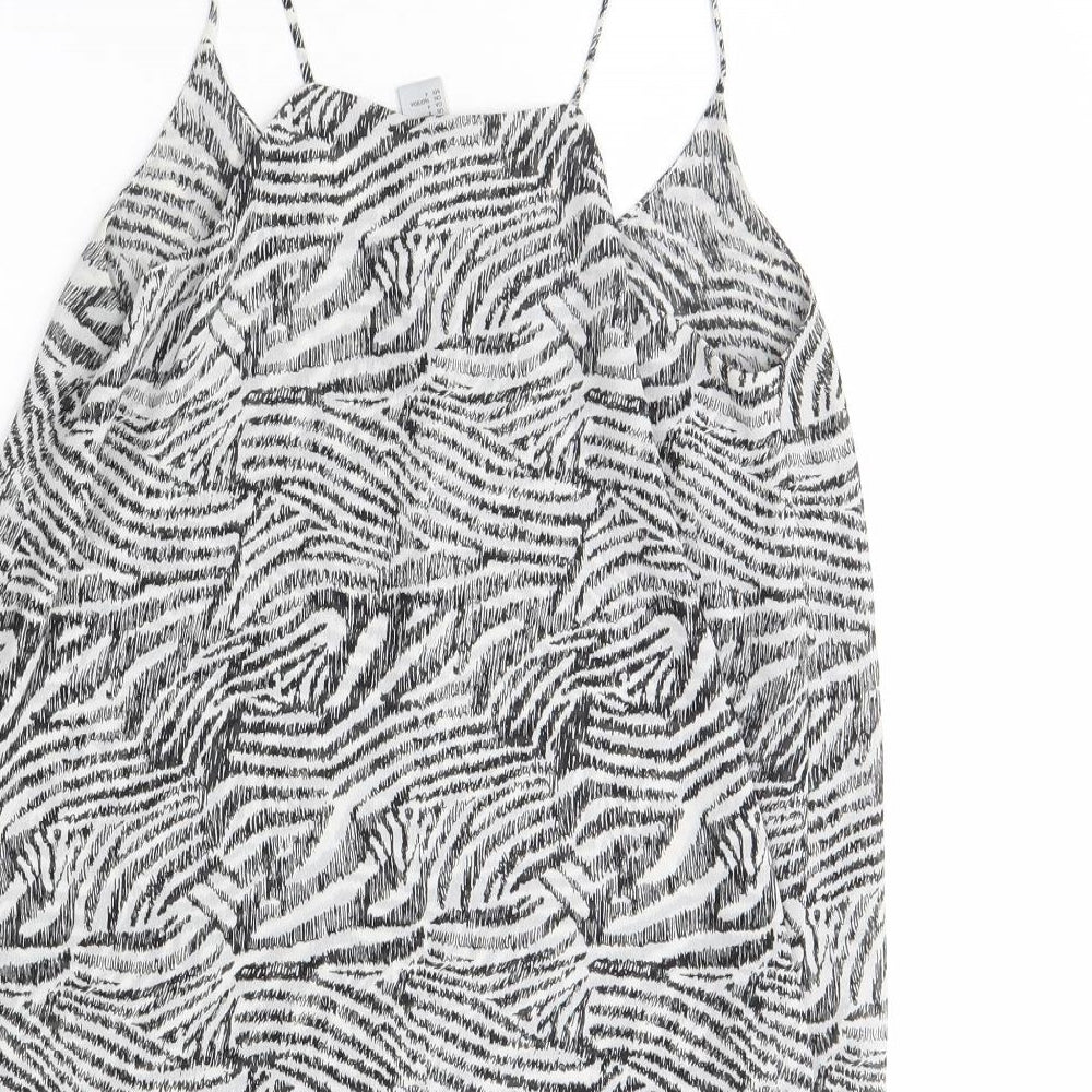 H&M Womens Black Animal Print Basic Tank Size 8