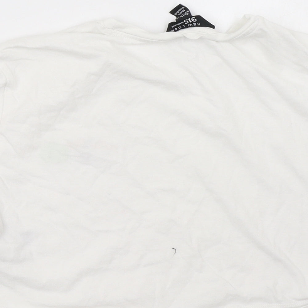 New Look Girls White Cropped T-Shirt Size 11 Years