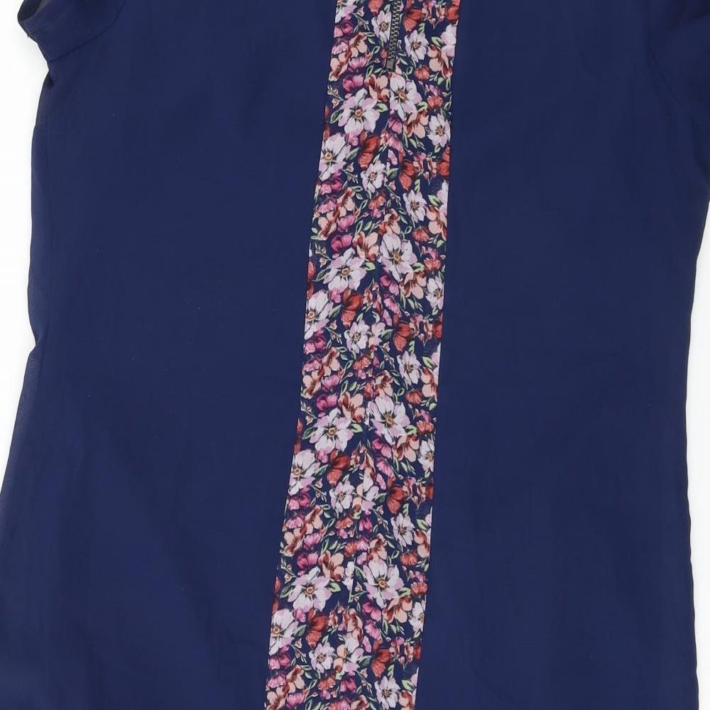 Preworn Womens Blue Floral A-Line Size 12