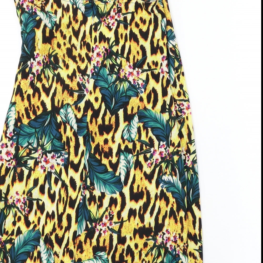 ASOS Womens Beige Animal Print Basic Blouse Size 10