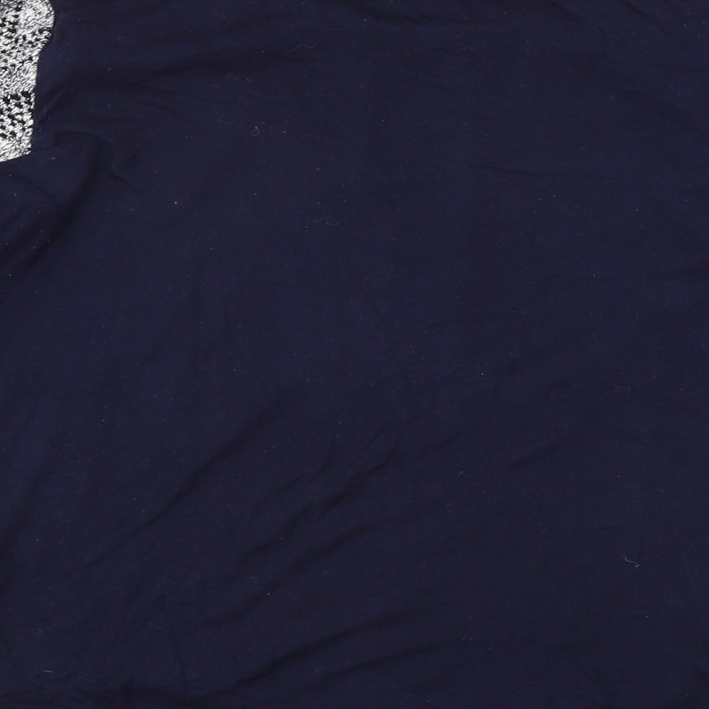 Oasis Womens Blue Geometric Basic T-Shirt Size S