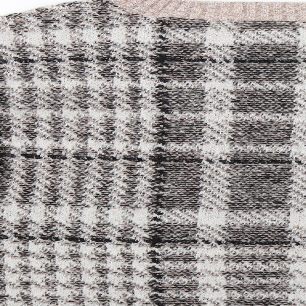 New Look Womens Pink Check Pullover Jumper Size M