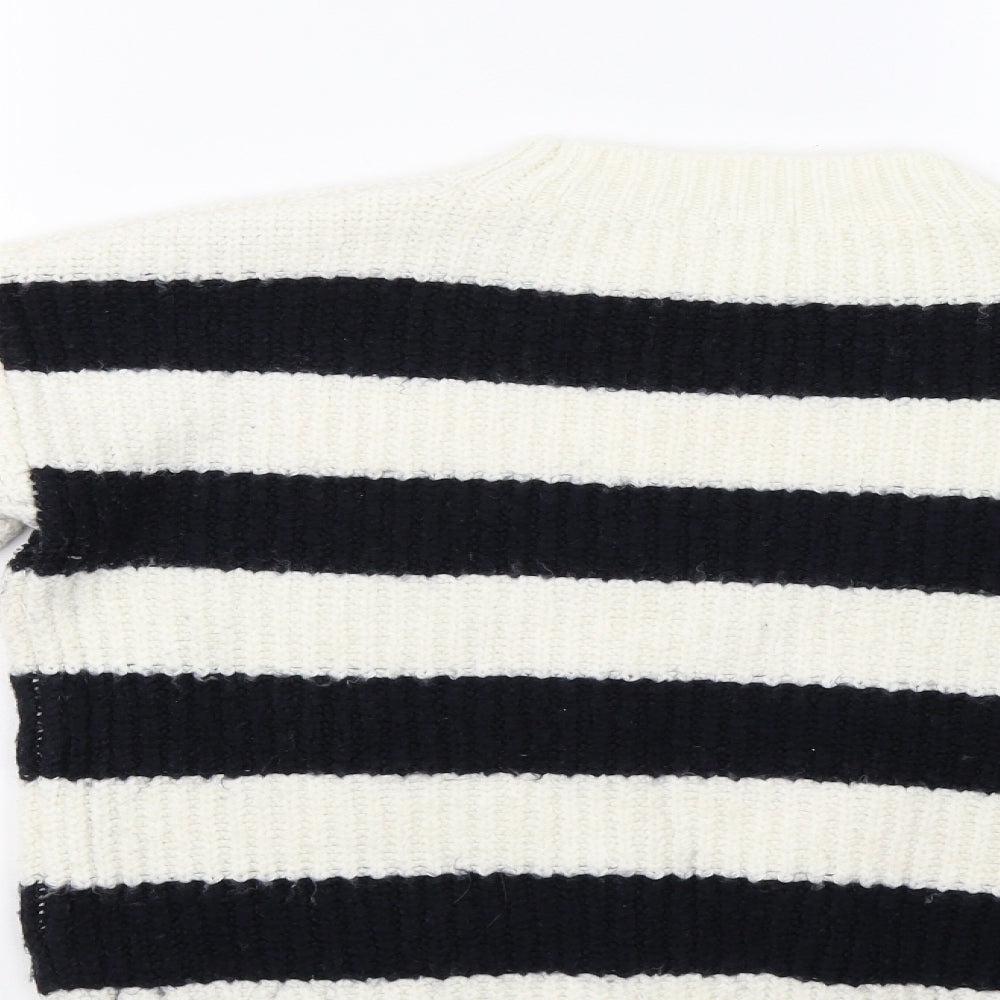 TU Womens White Striped Pullover Jumper Size 12